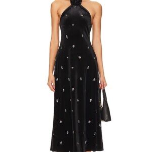 WeWoreWhat | High Neck Flower Dress in Black Multi